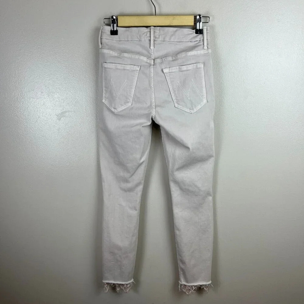 Mother Looker Dagger Lace Trim Ankle Skinny Jeans Size 26 Blush Pink High Waist - Picture 3 of 13